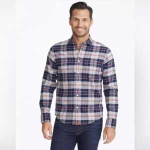 Untuckit Campeneta Blue Red Grey Plaid Soft Flannel Button Down Shirt Men’s XL